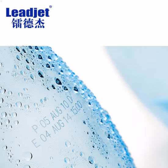 30W Leadjet CO2 レーザーマーキングマシン ペットボトルやビニール袋の有効期限マーキング